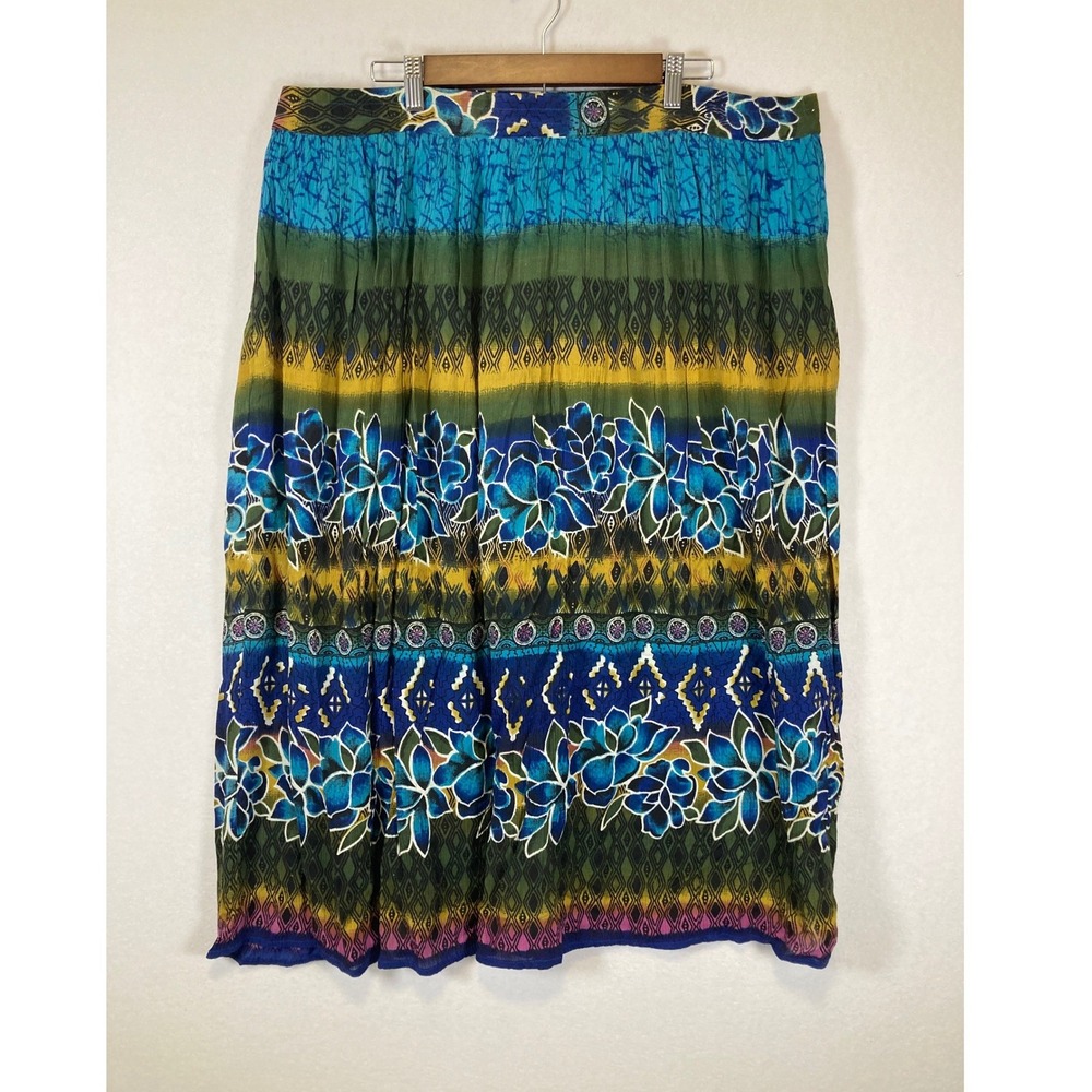 Electric Hippie‎ Floral Chaudry Women Size M Multicolor Geometric Midi Skirt